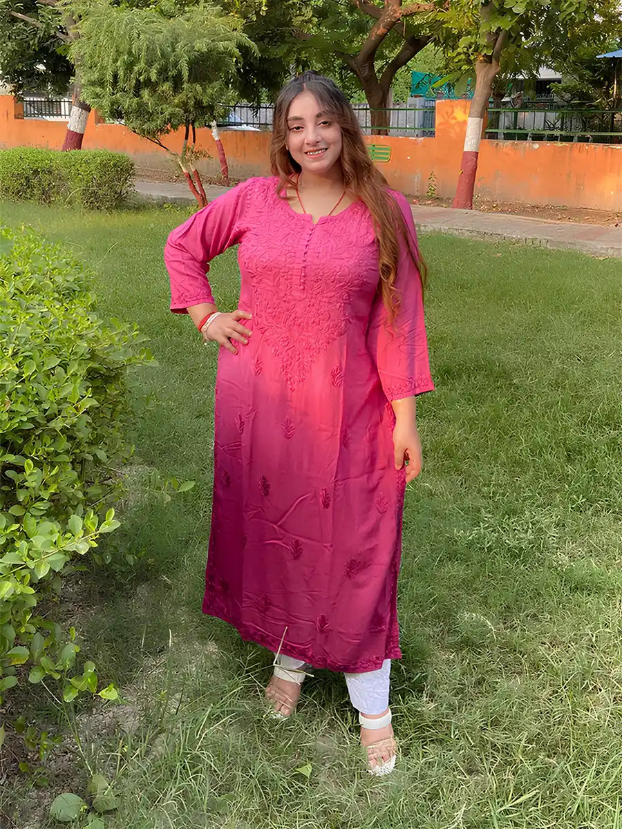 Assorted ryon gala booti kurtis in vibrant colors with intricate neckline embroidery
