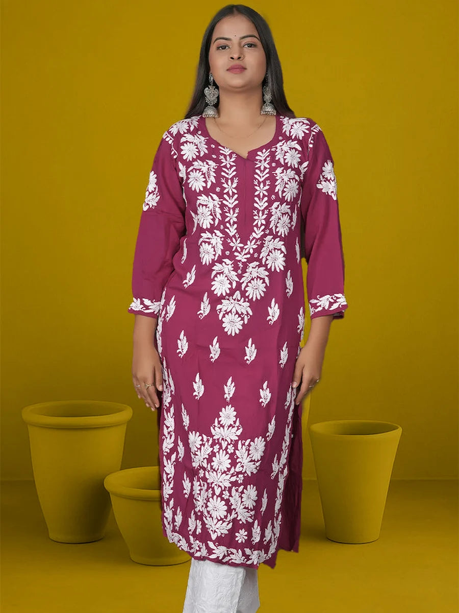 chikankari Purple premium kurti