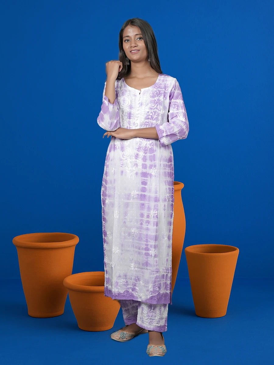 Stylish Dniza kurti set with Chikankari detailing, ideal for festive and ethnic occasions