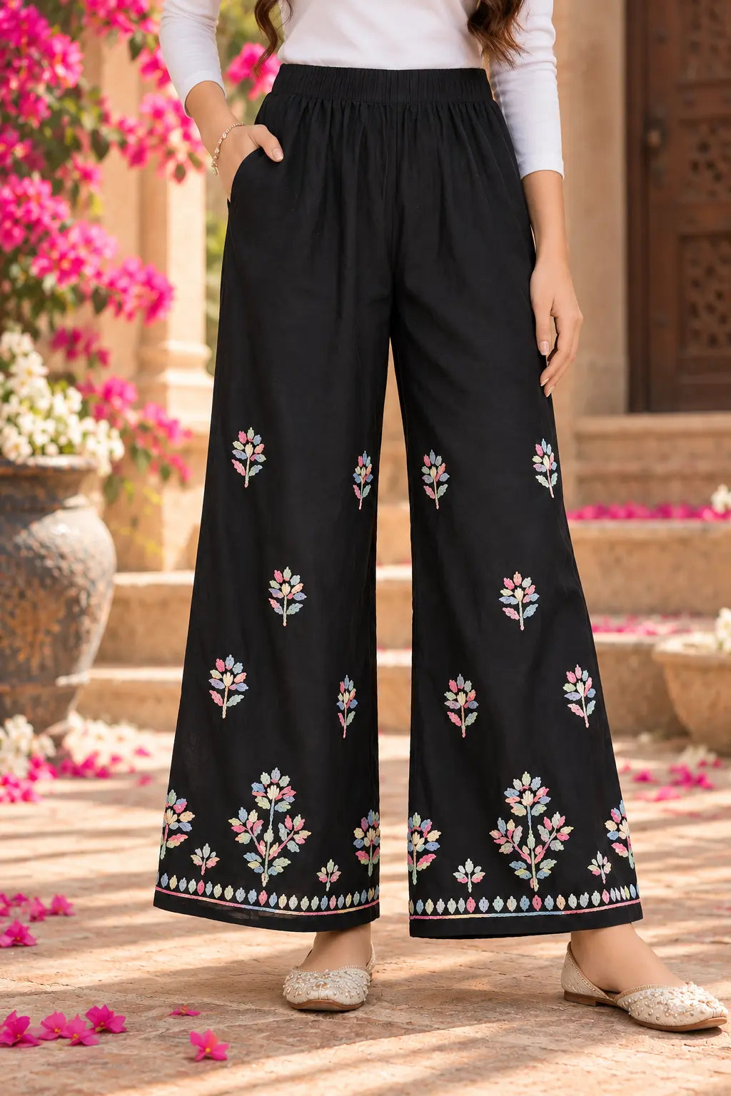 Lucknowi Chikankari Rayon ethnic kurta palazzo set for women