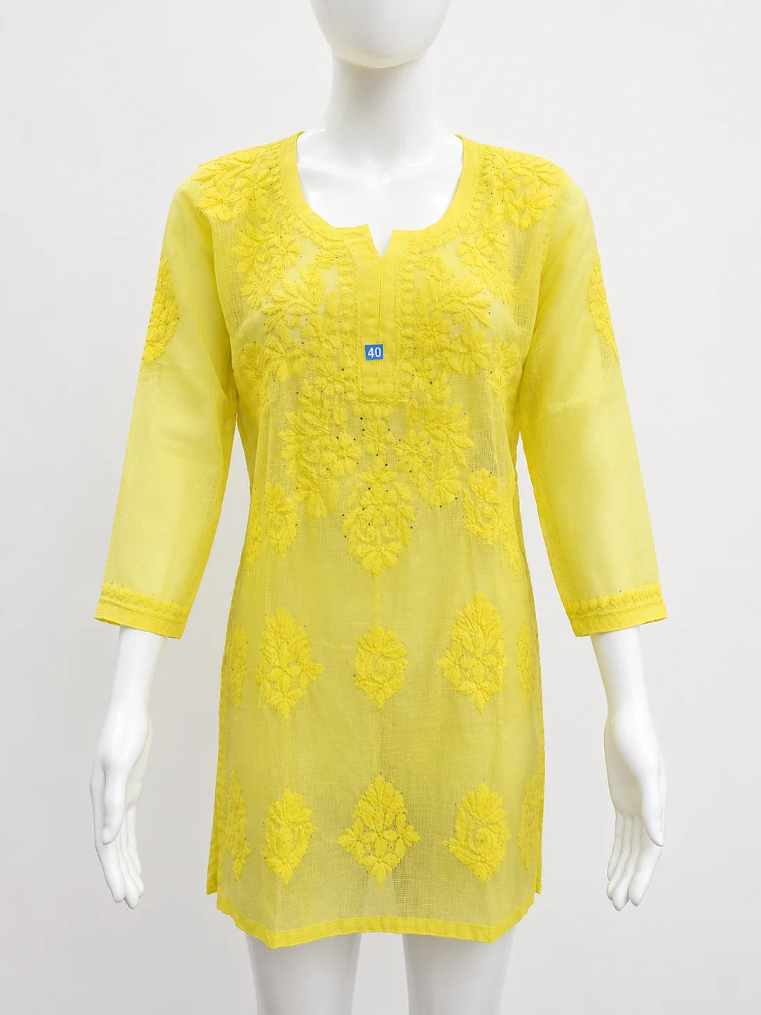 Women's Embroidered Cotton Kurti with Mukesh Detailing