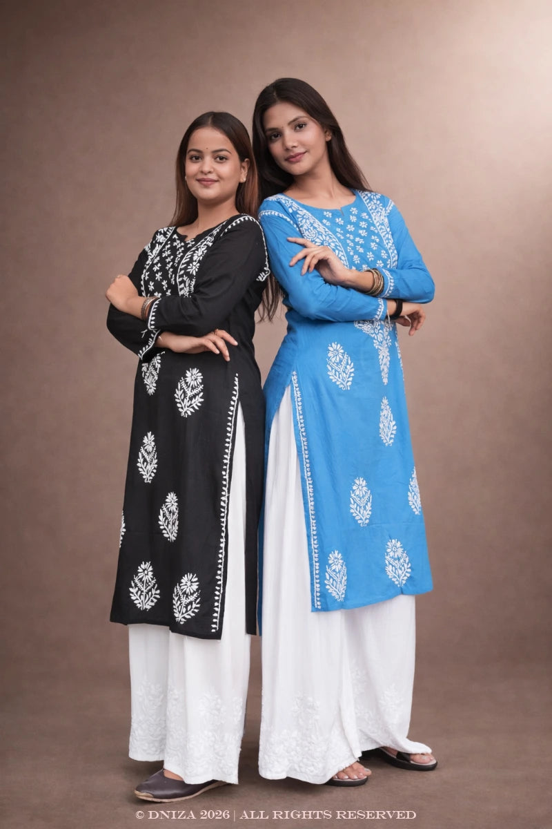 cyan_blue_cotton_kurti