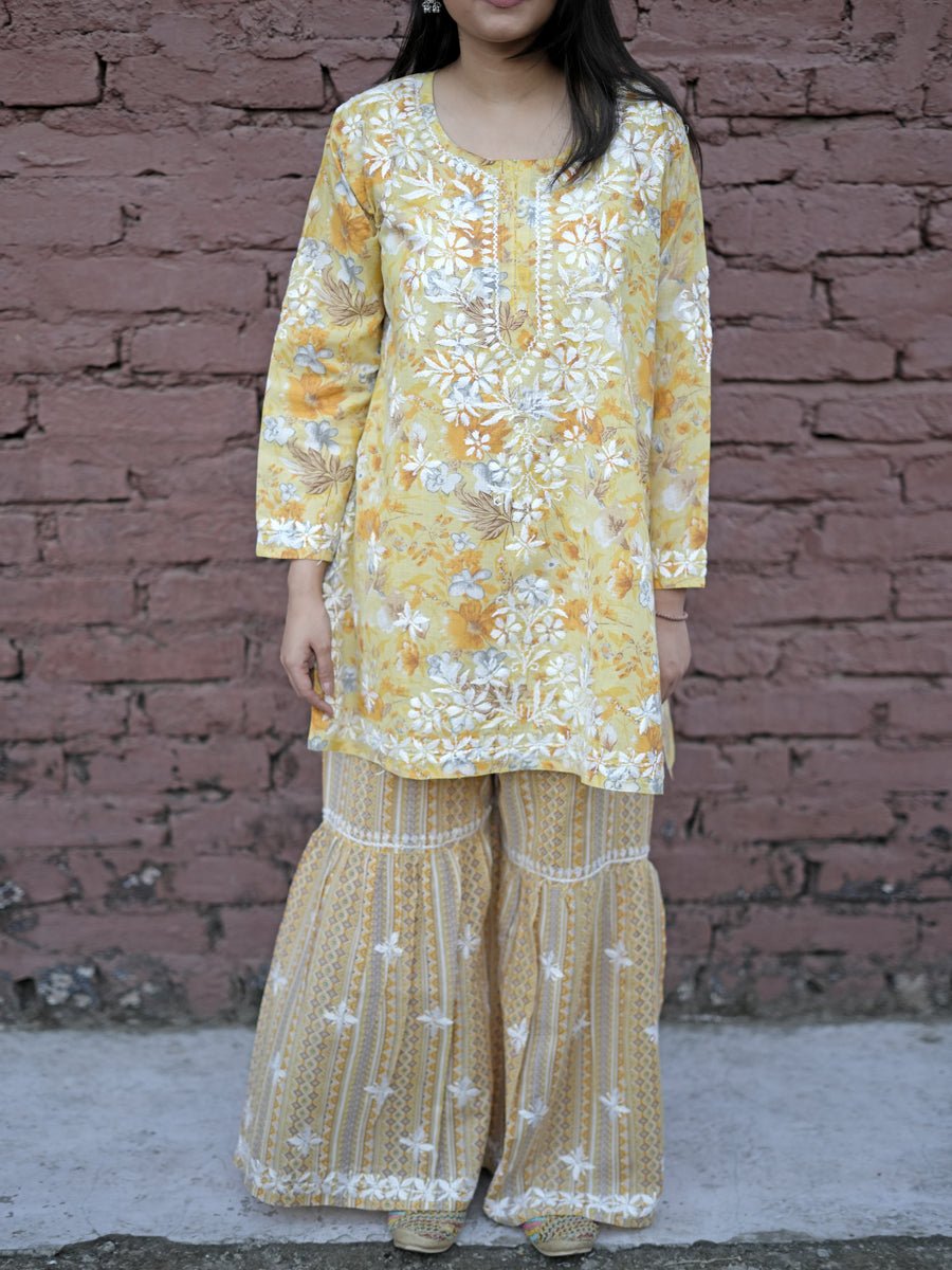 Dniza Festive Flair Sharara Set - Dniza Chikankari