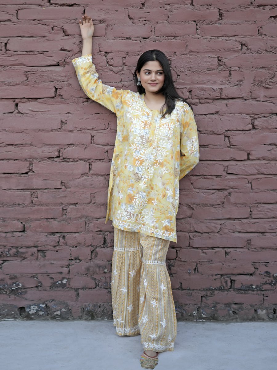 Dniza Festive Flair Sharara Set - Dniza Chikankari
