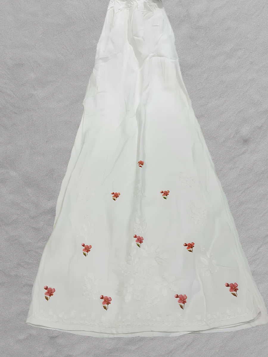 Elegant Reyon Plazo Set with Front Floral Bouquet