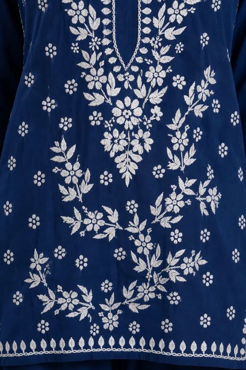 Dniza Rayon Dhoti Set with White Embroidered Kurti