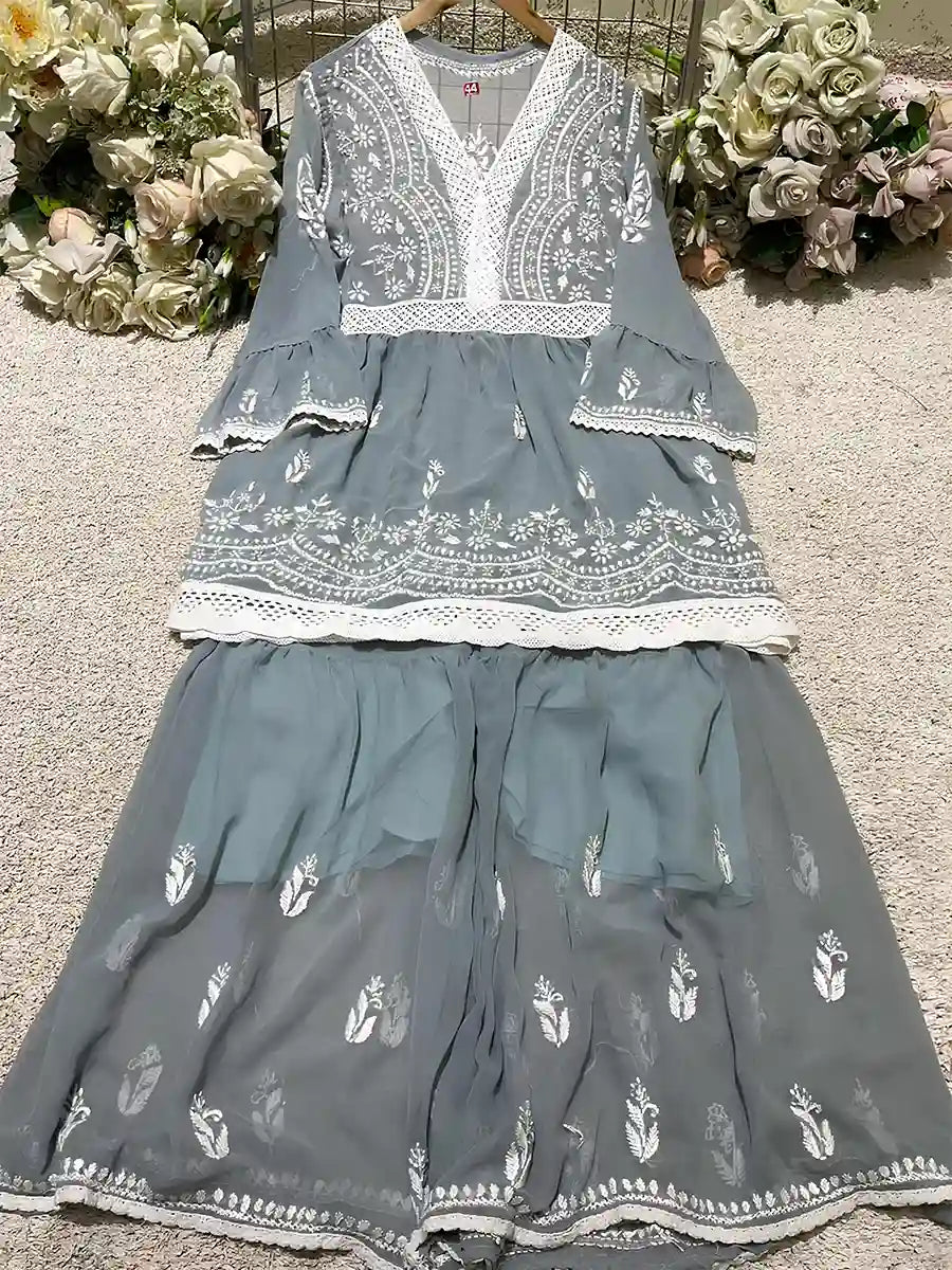 Siyah Sitara – Festive Black Chikankari Georgette Ensemble