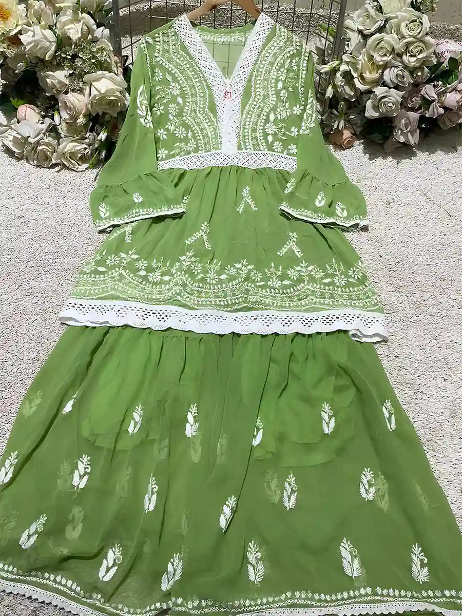 Siyah Sitara – Festive Black Chikankari Georgette Ensemble