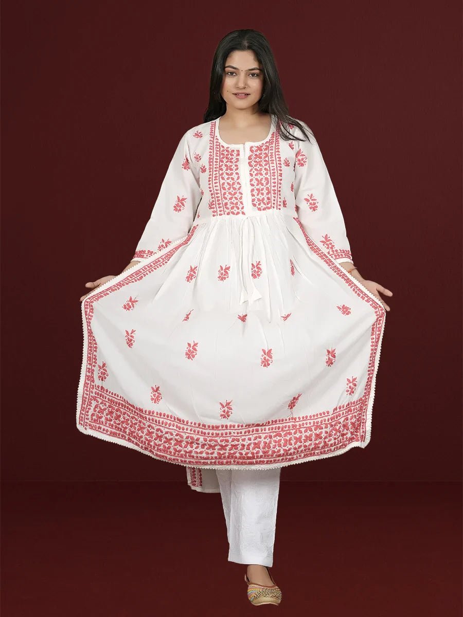 WHITE KURTI - Dniza Chikankari