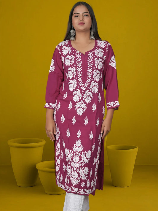 chikankari Purple premium kurti