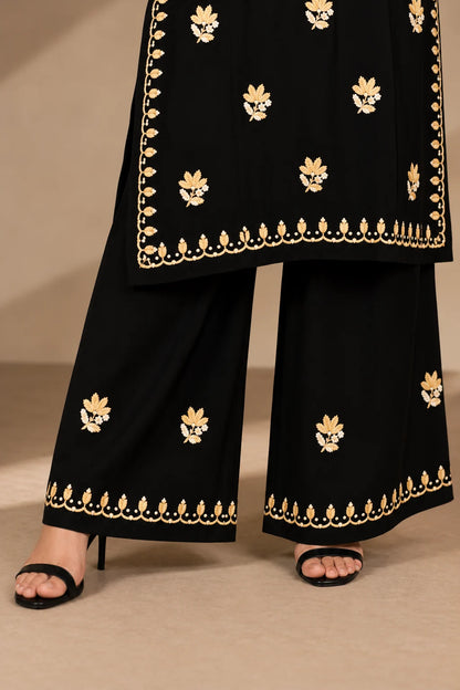 Noor Floral Embroidered Sleeveless Rayon Kurti Palazzo Set