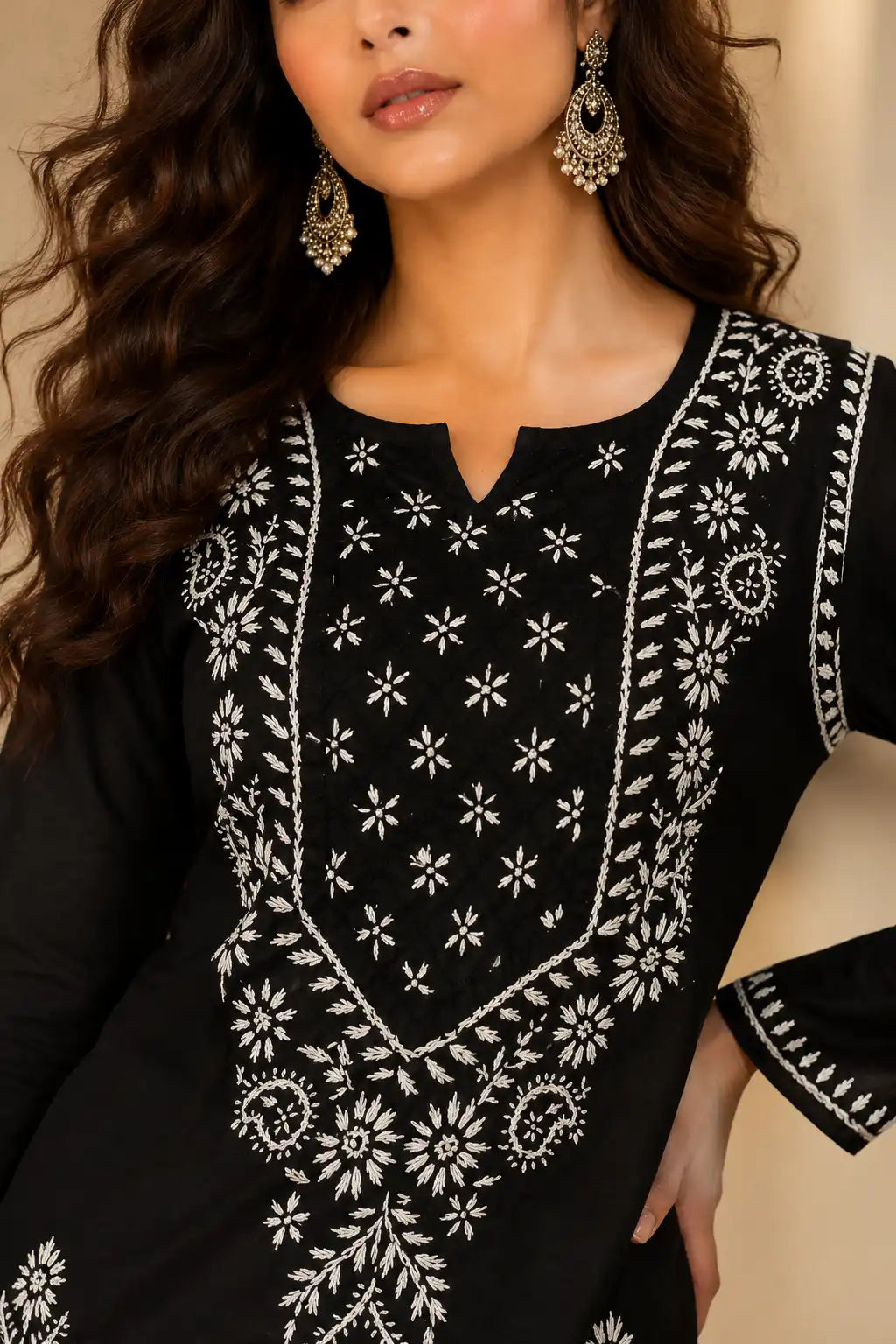Black Ethnic Cotton Kurti for Women Daily Wear