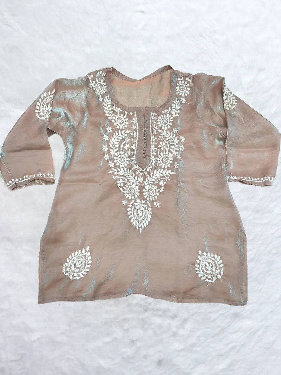 Lucknowi Heritage Hand-Embroidered Short Kurti