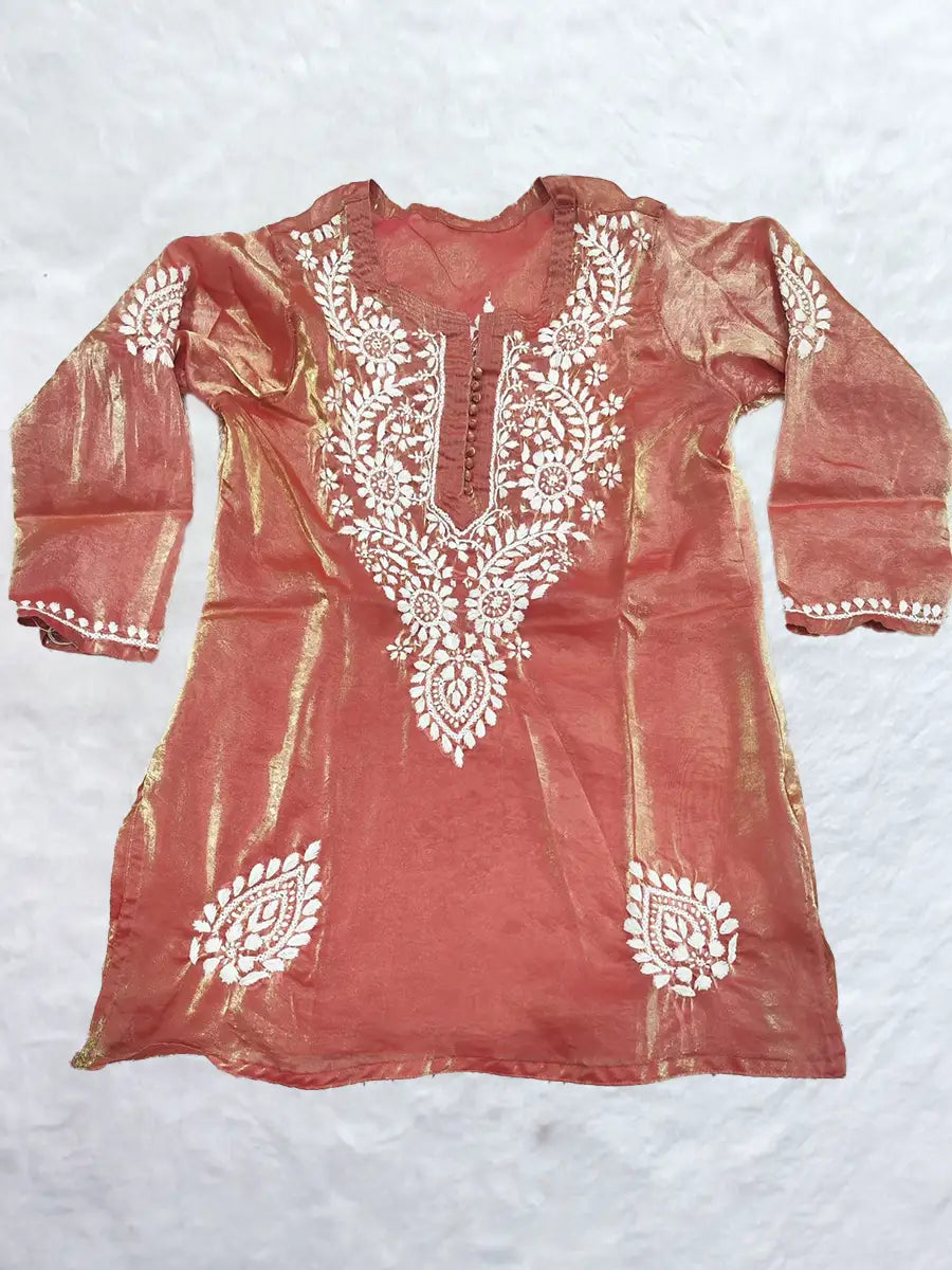 Lucknowi Heritage Hand-Embroidered Short Kurti