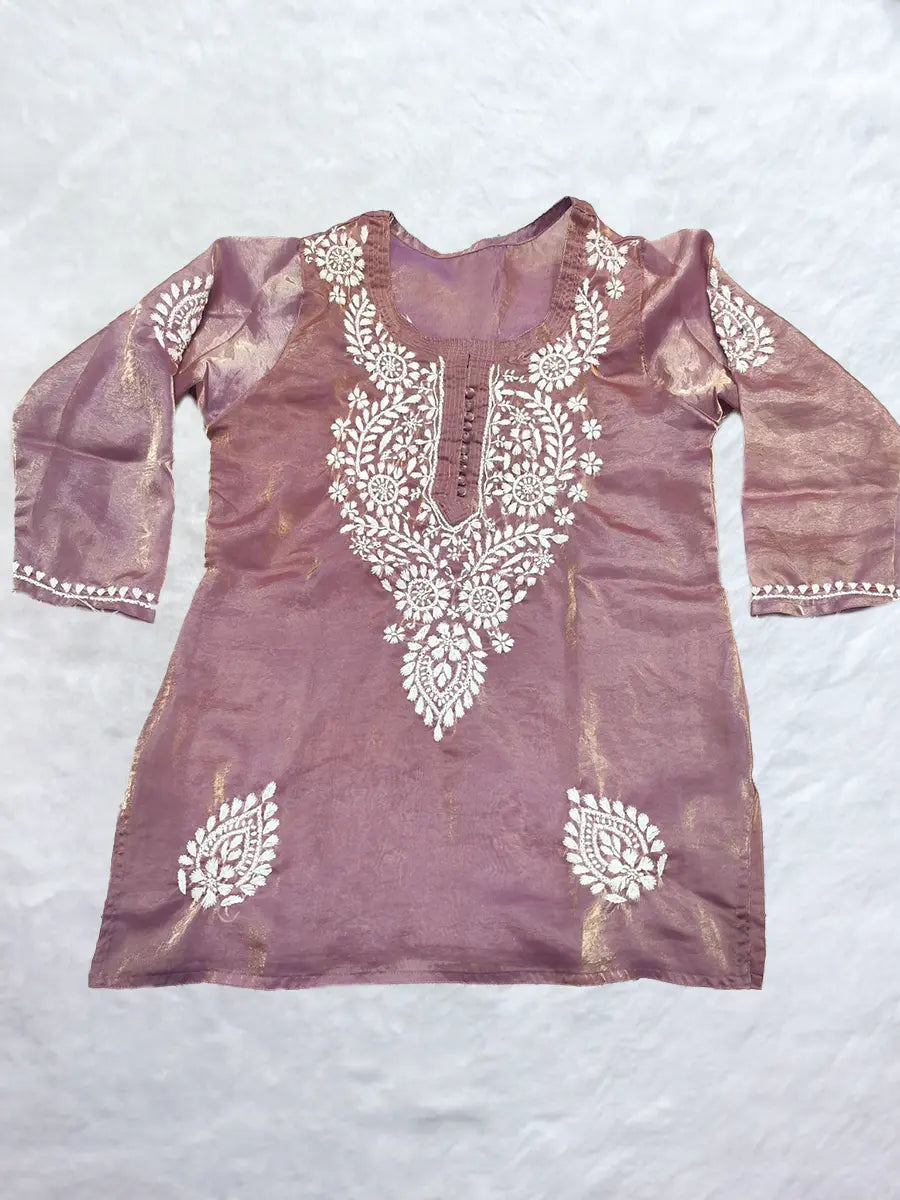 Lucknowi Heritage Hand-Embroidered Short Kurti