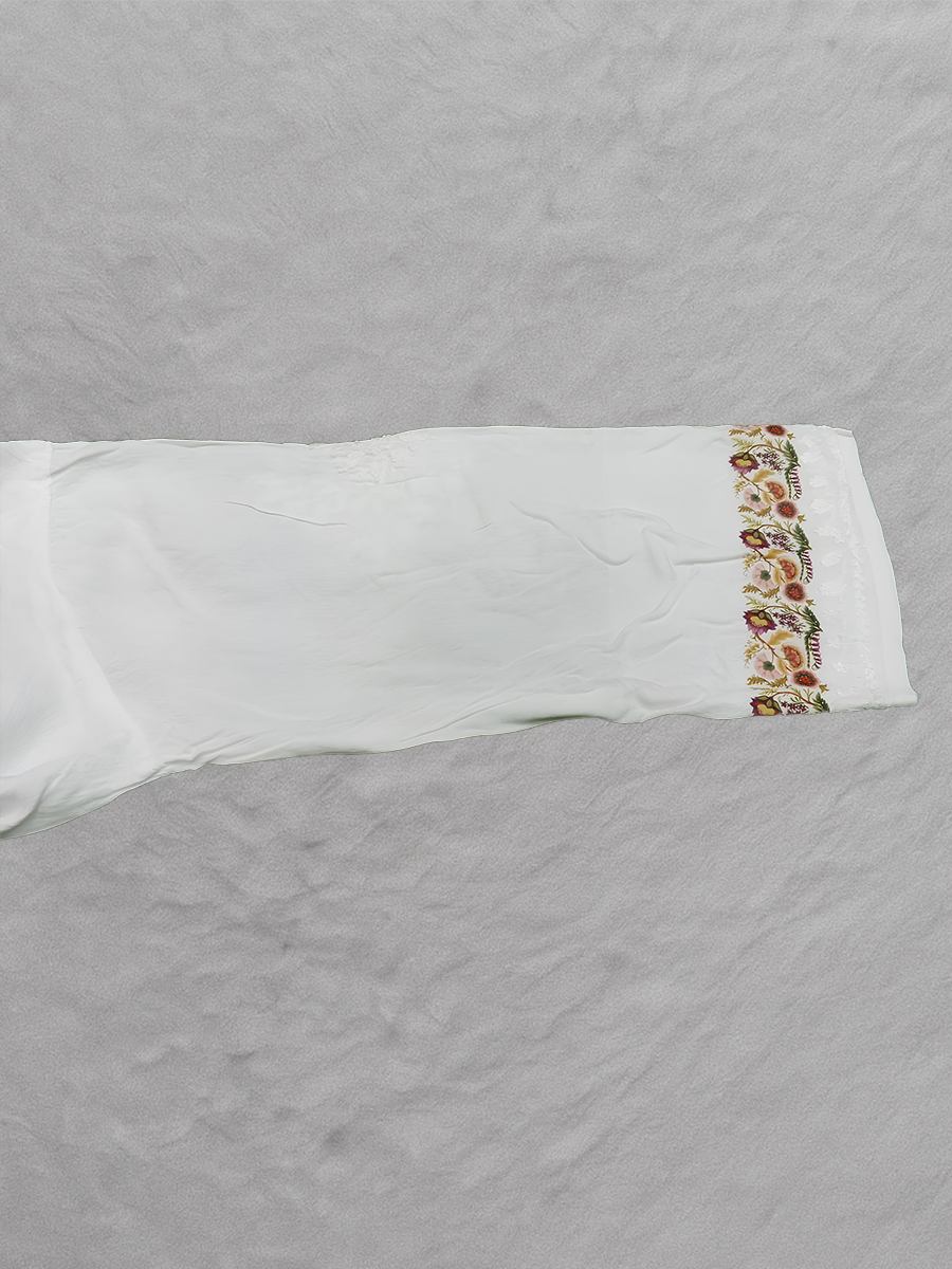 Chikankari-inspired plazo set with elegant border floral design