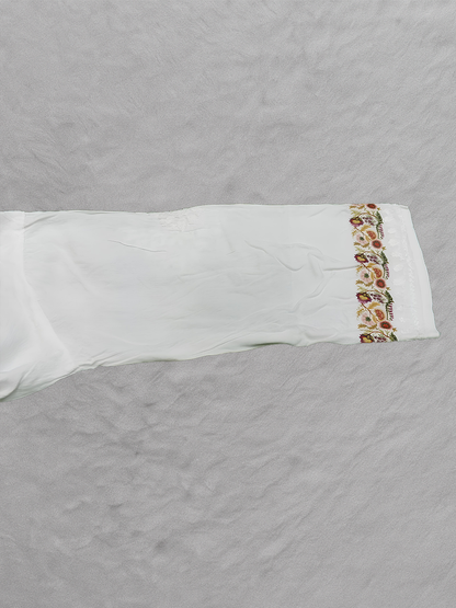 Chikankari-inspired plazo set with elegant border floral design