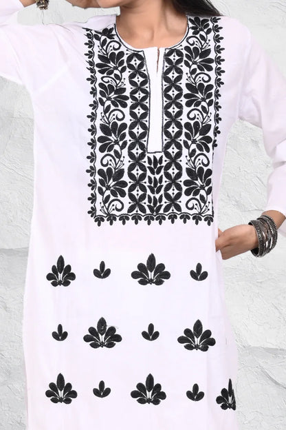 DNIZA white straight kurti casual ethnic wear