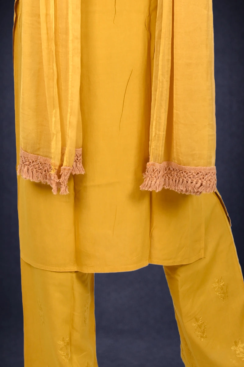 Dniza RayonChikanakri kurti set with dupatta
