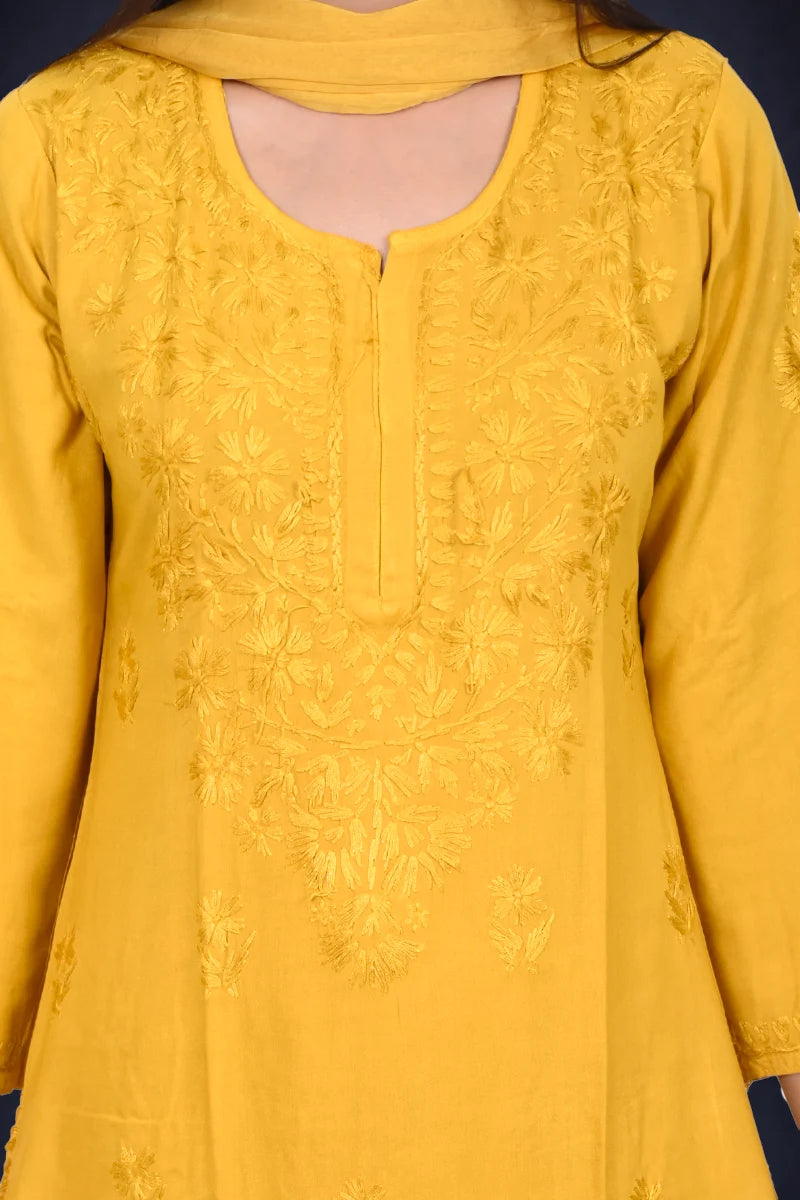 Dniza_Rayon_Chikanakri_kurti_set_with_dupatta