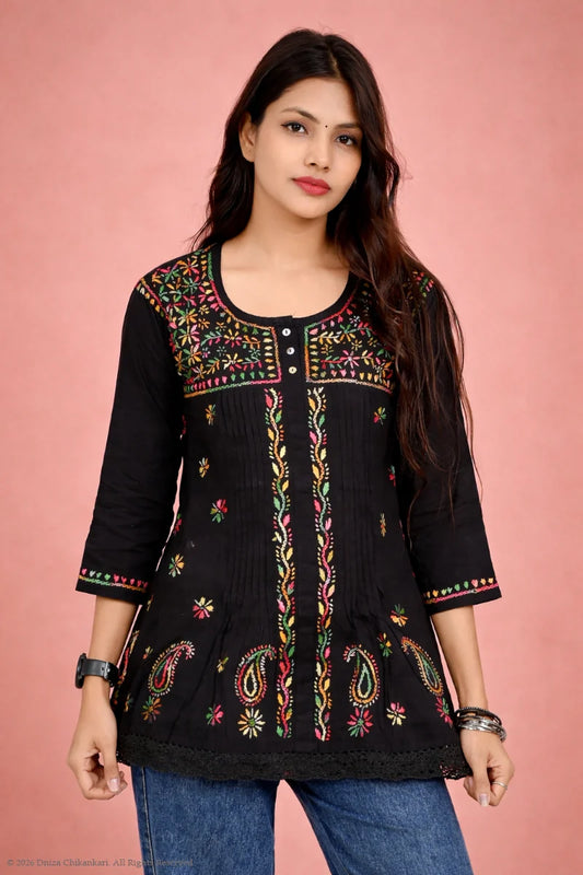 Dniza black chikankari kurti