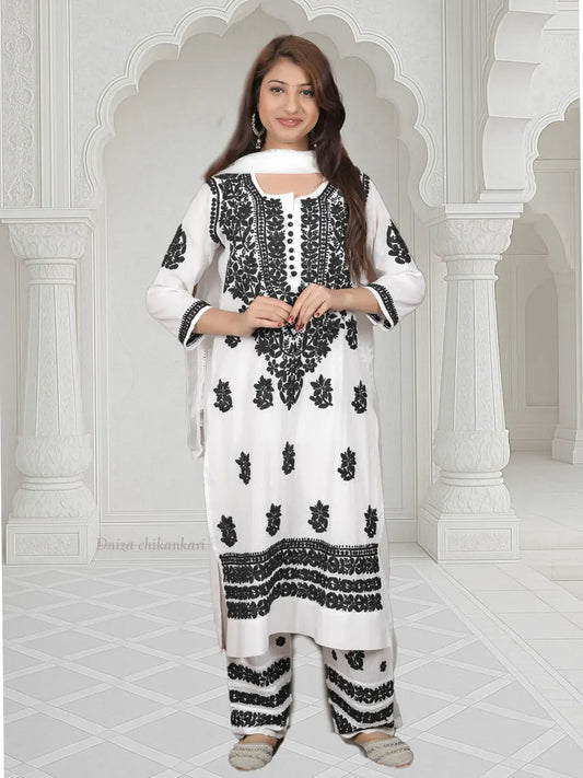 dobby cotton white kurti