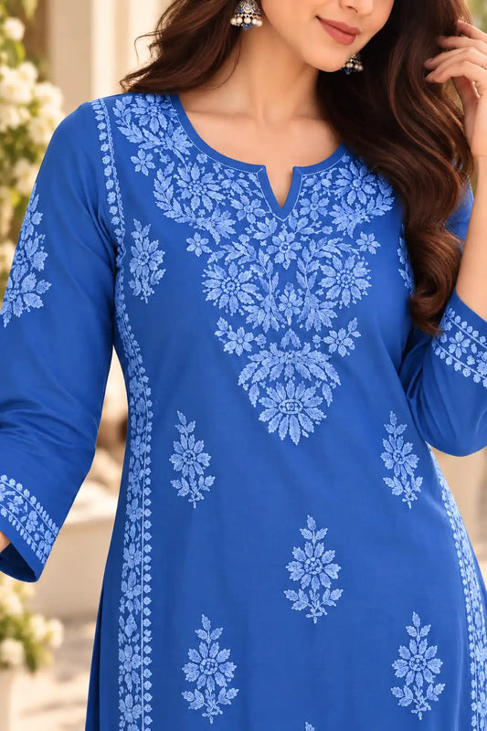 Dniza Rayon Chikankari Embroidered Kurta Palazzo Set for Women