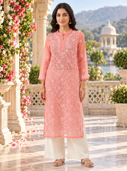 Chiffon Full Jaal Work Embroidered Kurti