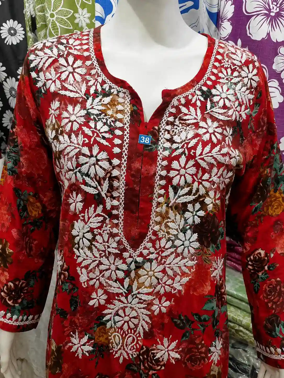 Elegant Red Floral Malmal Cotton Kurti Set for Women | Lightweight Summer Ethnic Outfit