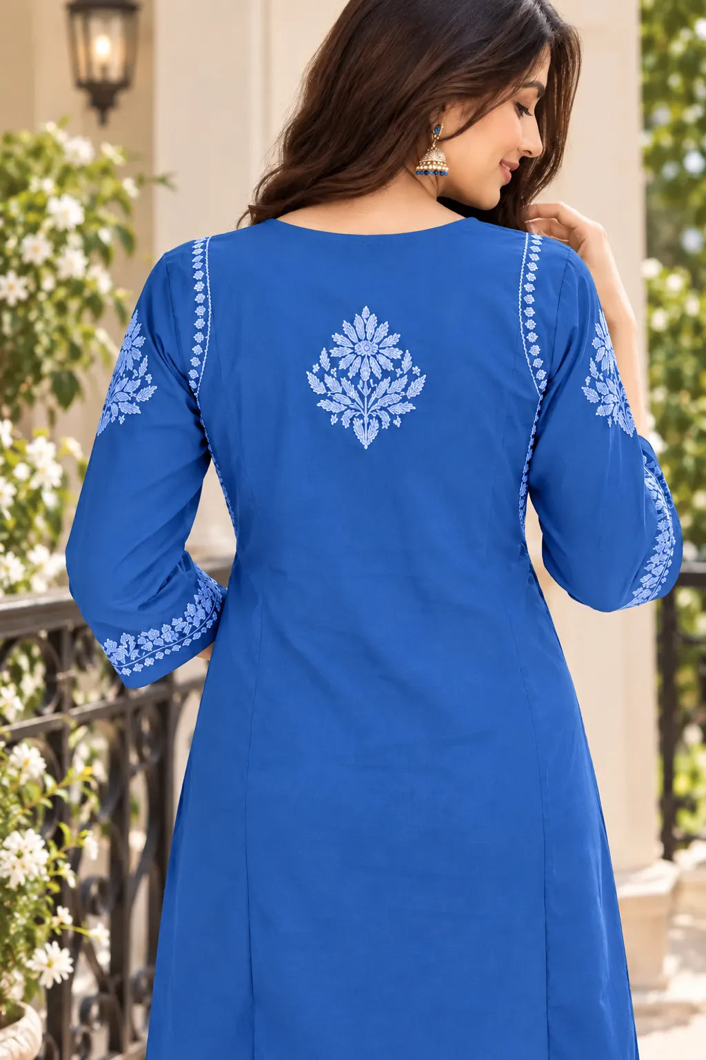 Dniza Rayon Chikankari Embroidered Kurta Palazzo Set for Women