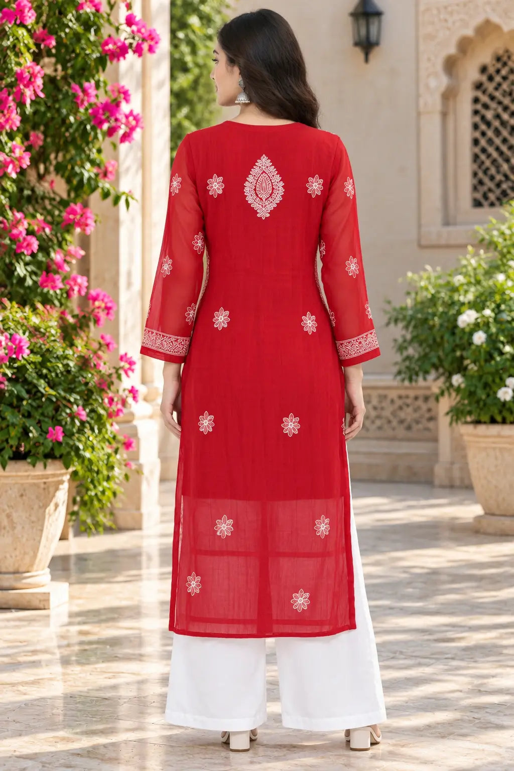 Chiffon Full Jaal Work Embroidered Kurti