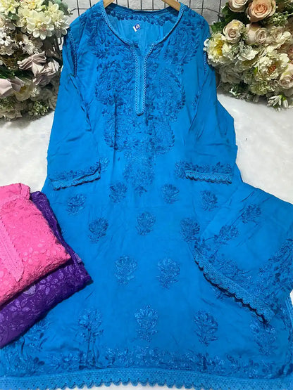Festive wear modal garara suit with lace accents and breathable design
