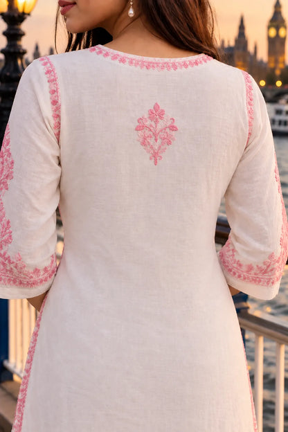 Floral Chikankari Kurta Palazzo Set by Dniza Chikankari