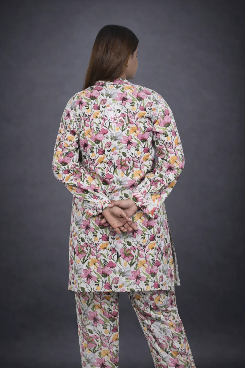 Floral printed rayon co ord set for women casual wear