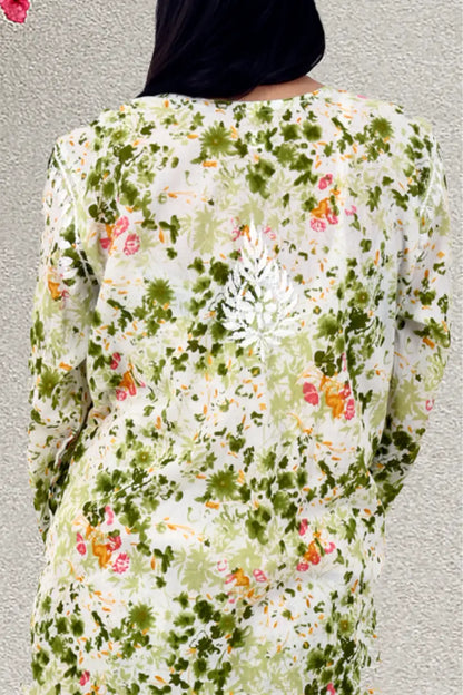 Green Chikankari malmal kurta set