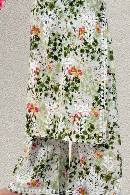 Green Chikankari malmal kurta set