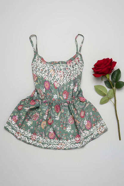 Sage Green – 3D Ghaspatti Spaghetti Mini Top