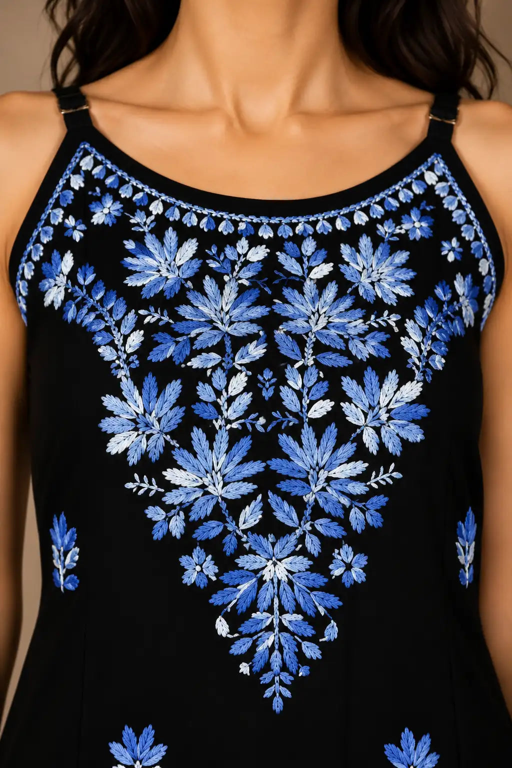 Noor Floral Embroidered Sleeveless Rayon Kurti Palazzo Set