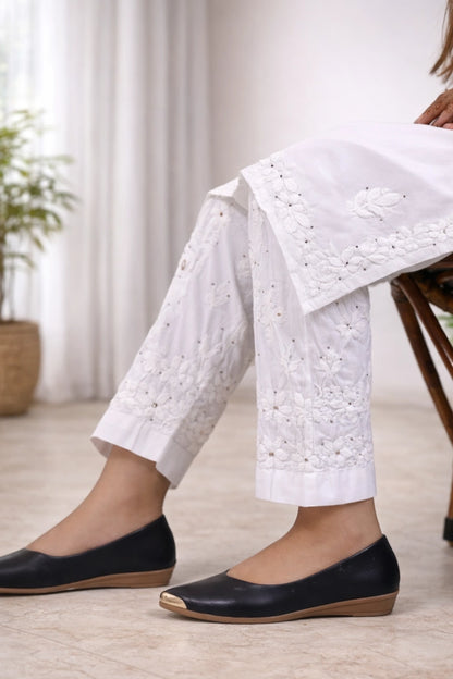 Lycra handwork pant with Mukesh work, stretchable free size ethnic pant in premium lycra fabric