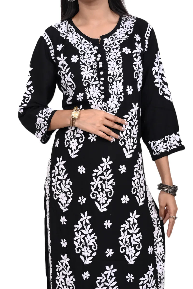 Modal chikankari plazo set front work