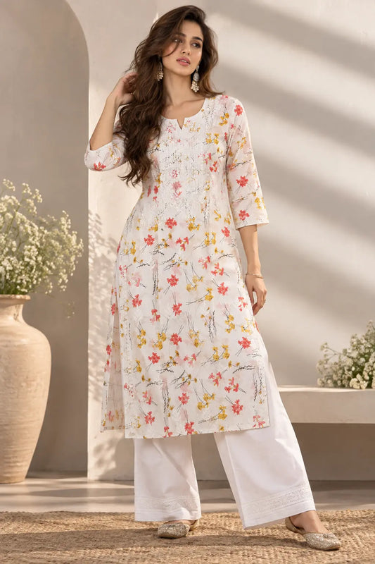 Mulmul Cotton Floral Printed Kurti for Women