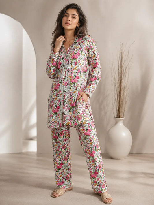 Multicolor floral soft rayon co ord set for daily wear