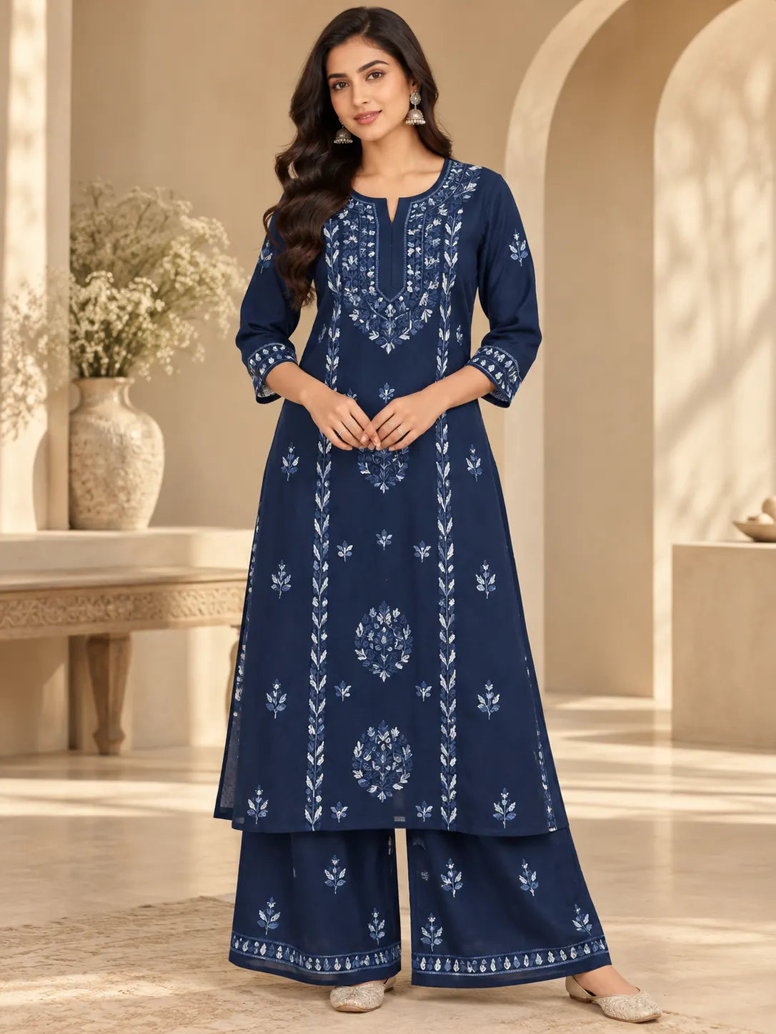 Premium Rayon Chikankari Kurta Palazzo Set