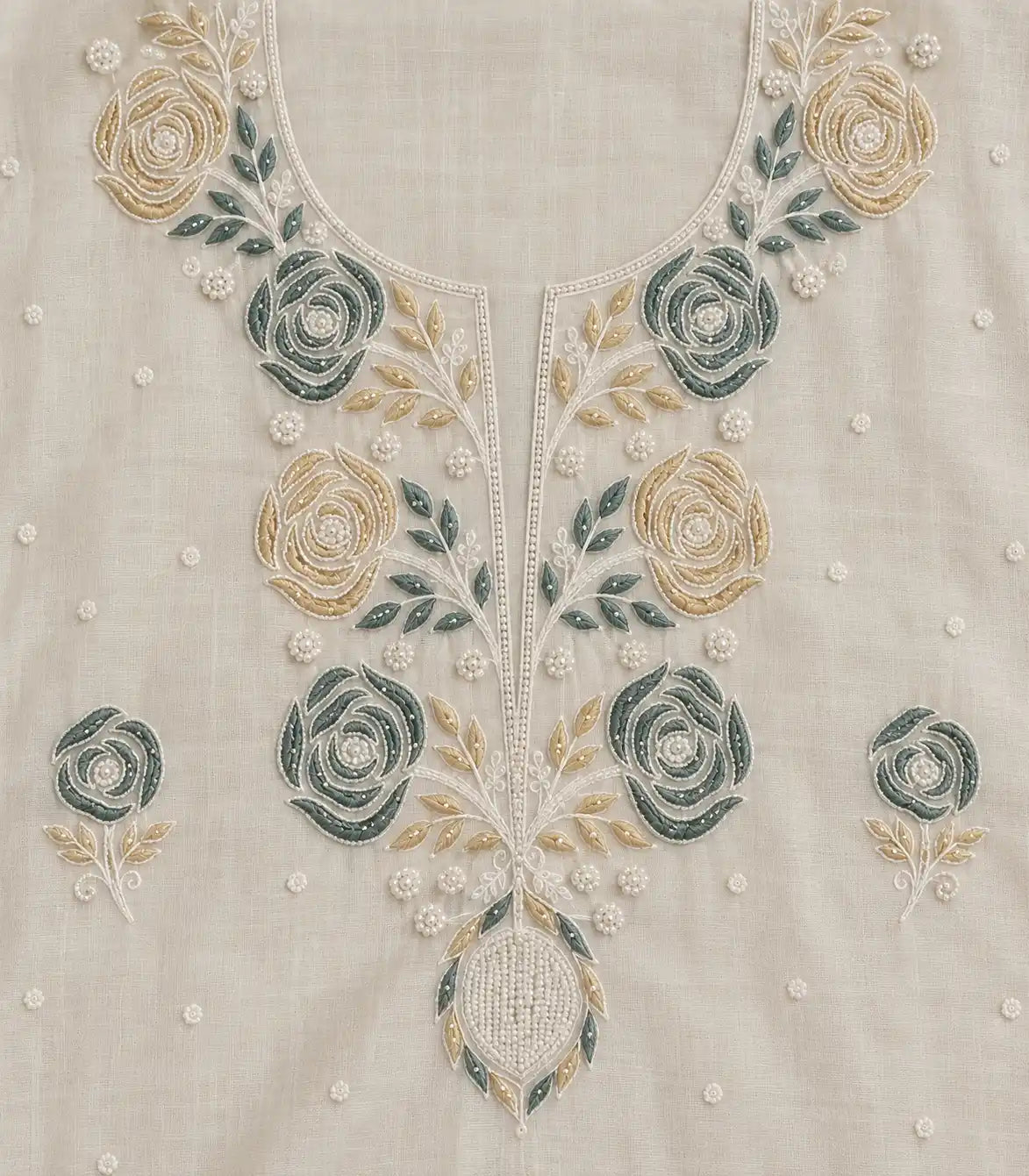 Premium floral Chikankari Mul Chanderi suit material