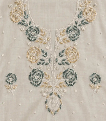 Premium floral Chikankari Mul Chanderi suit material