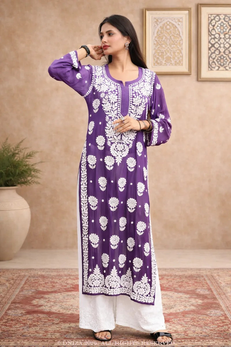 Purple d work Kurti