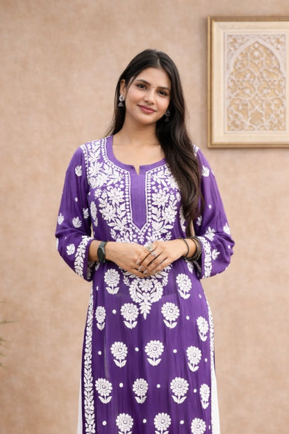 Purple d work Kurti front