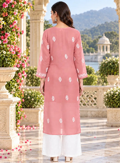 Chiffon Full Jaal Work Embroidered Kurti