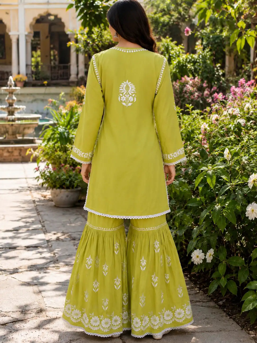 Soft Rayon Chikankari Style Garara Suit