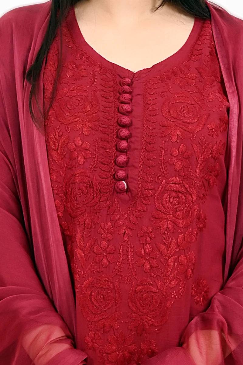 Soft malmal fabric kurti pant dupatta set for women